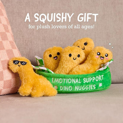 Emotional Support Dino Nuggies by Relatable, Cuddly Stuffed Animals and Dinosaur Toys, Great Gift Ideas for Loved Ones of All Ages, Includes 5 Dinosaur Plushies with Carrying Basket