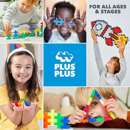 Plus Plus 500 Piece Interlocking Building Block 3D Puzzle Kit, Kids Stem Connecting Toys - Glowing Color Mix