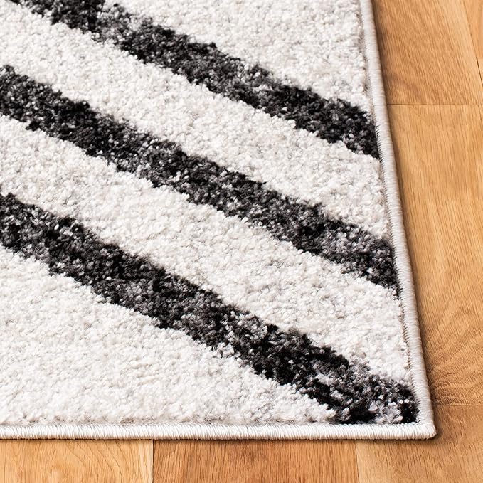 SAFAVIEH Adirondack Collection Runner Rug - 2'6" x 6', Ivory & Charcoal, Modern Geometric Distressed Design, Non-Shedding & Easy Care, Ideal for High Traffic Areas in Living Room, Bedroom (ADR253B)