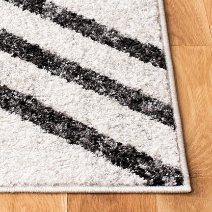 SAFAVIEH Adirondack Collection Runner Rug - 2'6" x 6', Ivory & Charcoal, Modern Geometric Distressed Design, Non-Shedding & Easy Care, Ideal for High Traffic Areas in Living Room, Bedroom (ADR253B)