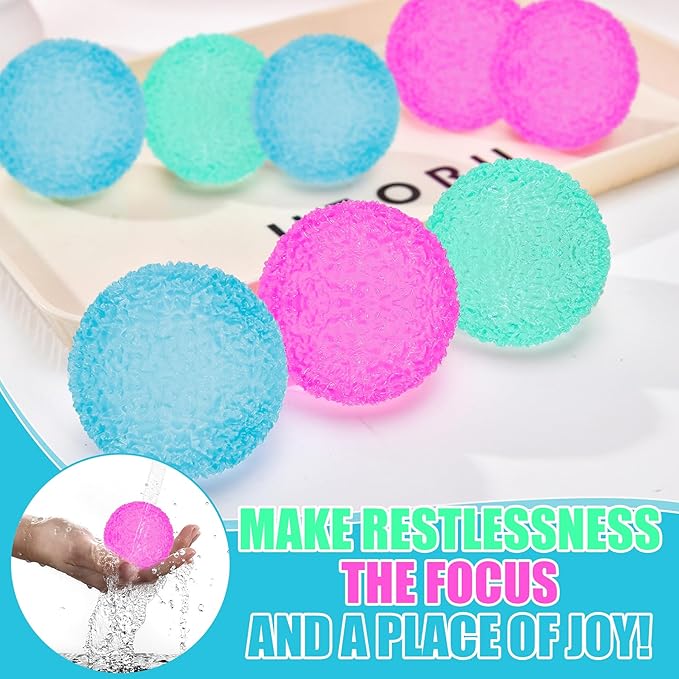3Pc Big Soft Sensory Stress Balls, Textured Memory Gel Soft Fidget Toys, Large Sensory Soft Fidget Toy for Kids/Adults, Anxiety Relief Squeeze Ball for Autism/ADHD, Party Favors Gifts (Random Color)