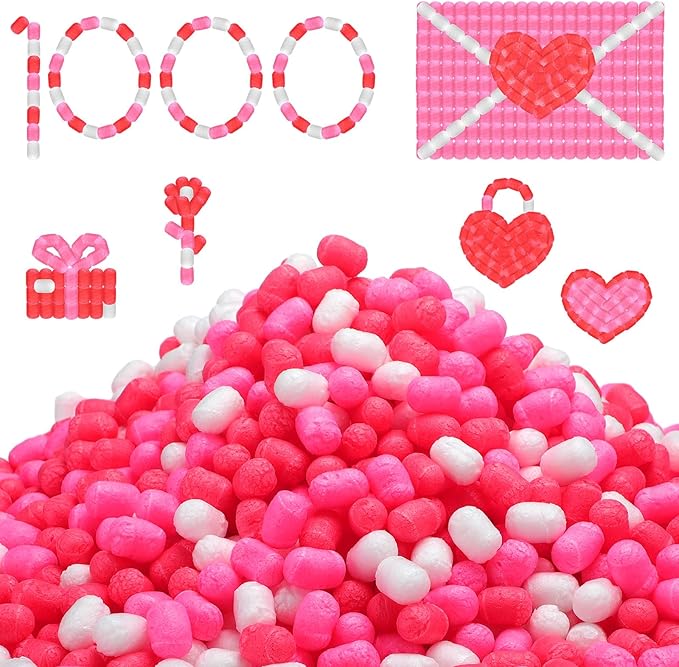 Junkin 1000 Pcs Magic Noodles Foam Crafts Puffs Corn Super Crafts Arts Kit Bulk Building Blocks Model Toys Valentines Kid Gifts for Kindergarten School Stimulates Creativity Supplies(Elegant Color)