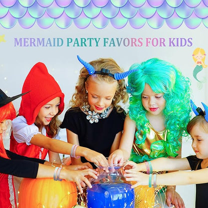 24 Pack Mermaid Silicone Wristband Mermaid Scale Bracelets I'm a Mermaid Wristband Mermaid Party Goody Bag Favors for Boys Girls Mermaid Birthday Party Under The Sea Themed Baby Shower Supplies