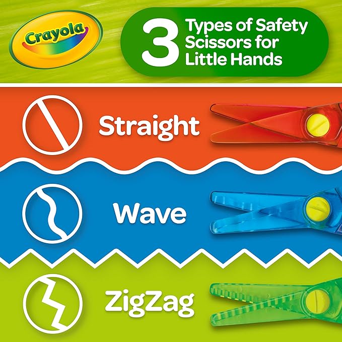 Crayola Toddler Scissor Skills Activity Kit (3ct), Safety Scissors and Craft Supplies, Toddler Crafts, Gift for Kids, Ages 3+