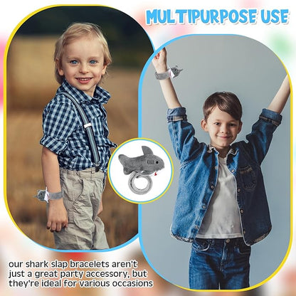 6 Pieces Shark Slap Bracelets Stuffed Animal Slap Band Party Favors Plush Slap Bracelets Bulk for Kids Party Favors Birthday Gifts