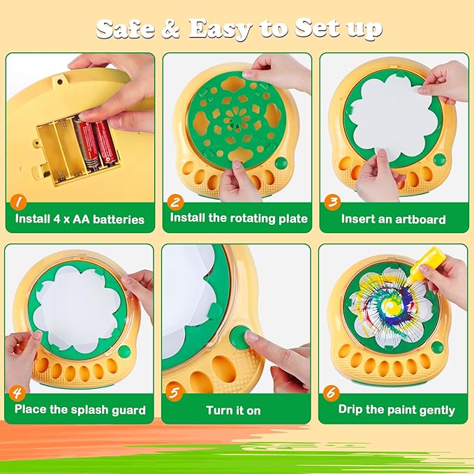 Arts and Crafts for Kids Ages 4-8,Paint Spin Art Machine Kit,Art Craft Set for 6-9 Year Old,Cool Painting Spinner Toys Kits Set,Art Supplies Birthday Gifts for Boy Girl Ages 6 7 8 9 10 11 12 (Green)