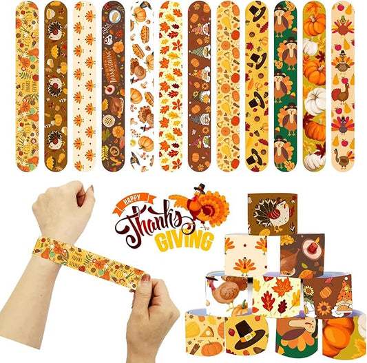 36 PCS Thanksgiving Slap Bracelets Kids Party Favors,Bulk Snap Bracelet Party Favors Supplies for kids&teens Gifts Teacher Classroom School Favors Prizes Exchanging Gift