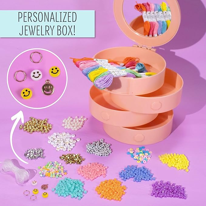 STMT D.I.Y. Personalized Jewelry Box, Design 50+ Accessories, Includes Swiveling Jewelry Box, Beads for Jewelry Making, Bracelet Making Kit, Great Gifts for Girls, Jewelry Making Kit for Girls 8-12