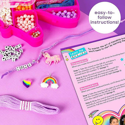 Just My Style Unicorn Friendship Bracelets by Horizon Group USA Create 20+ Bracelets, Kit Includes 1300+ Beads ABC Beads, Metallic Beads Unicorn Storage Case & More