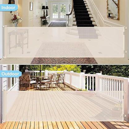 120 Inch Retractable Baby Gates Extra Wide Baby Gate Retractable Dog Gates for The House Extra Wide Dog Gate Extra Long Baby Gates for Large Opening Extra Large Pet Gate Child Gate for Doorway (Beige)