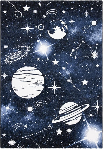 SAFAVIEH Carousel Kids Collection Area Rug - 10' x 14', Dark Blue & Light Blue, Non-Shedding & Easy Care, Ideal for High Traffic Areas for Boys & Girls in Playroom, Nursery, Bedroom (CRK122M)