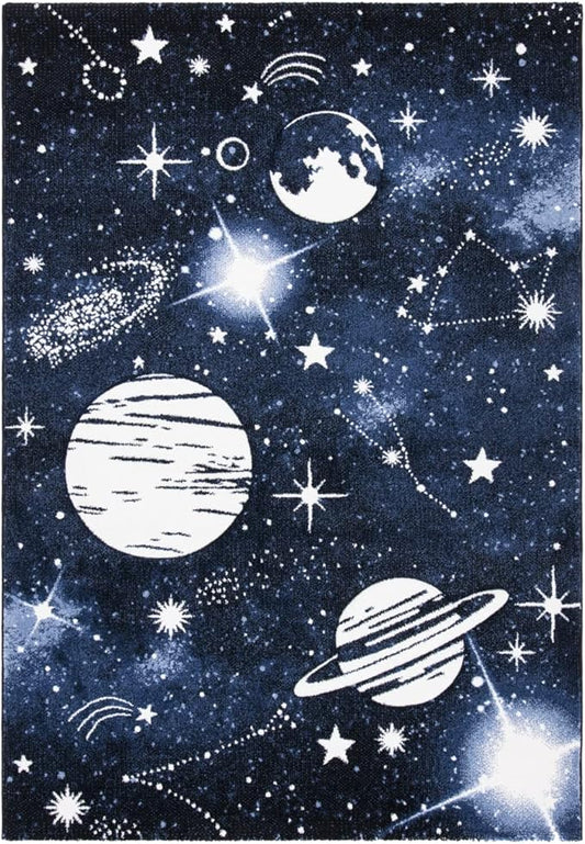 SAFAVIEH Carousel Kids Collection Area Rug - 10' x 14', Dark Blue & Light Blue, Non-Shedding & Easy Care, Ideal for High Traffic Areas for Boys & Girls in Playroom, Nursery, Bedroom (CRK122M)