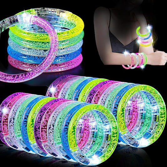 Jeffbaubl 20 Pcs LED Glow Bracelets,6 Color LED Bracelets,Light Up Bracelets,Glow In The Dark Party Supplies for Kids Adults,Light Up Toys Gifts,Bracelets Glow for Birthday Concert Carnival (20 Pack)