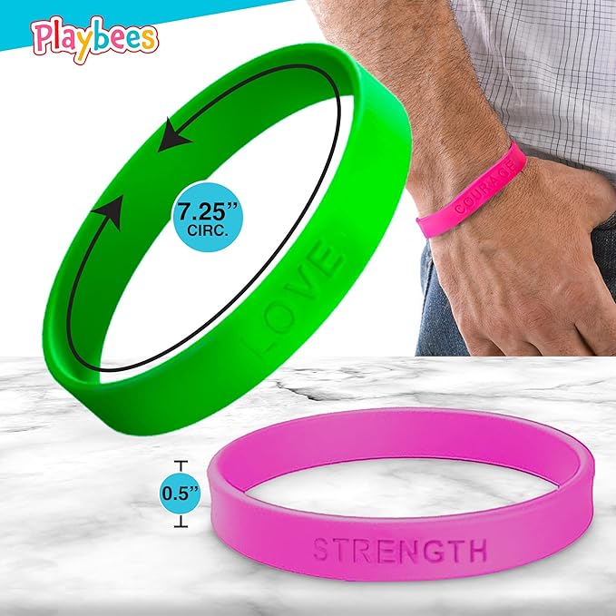 Rubber Bracelets with Sayings Assorted Colors 24-Pack Motivational Sayings Wristbands Unisex Accessories for Women Men Teens Students Graduation Gift Supplies - Party Favor Fashion & Prize