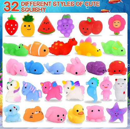 32 Pack Mochi Squishy Toys Kawaii Squishies Stress Relief Toys Pack for Kids Boys Girs Party Favors Bulk Easter Egg Fillers Easter Hunt Basket Stuffers