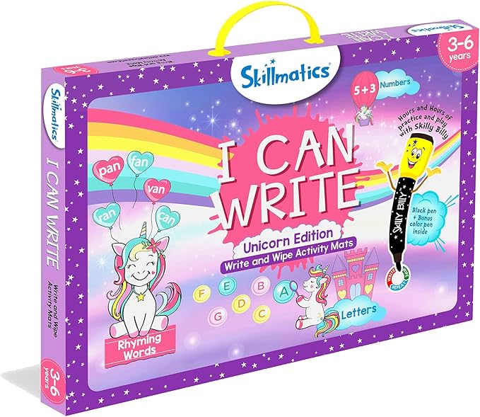 Skillmatics Educational Toy - I Can Write Unicorns, Preschool & Kindergarten Learning Activity for Kids, Toddlers, Supplies for Classroom, Gifts for Girls & Boys Ages 3, 4, 5, 6
