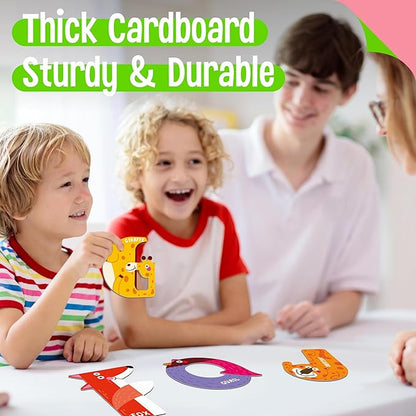 Magnetic Uppercase Letters, 26 Pieces Letter Magnets Educational Learning Tool Alphabet and Animal Recognition for Kids Toddlers 3 4 5 Years Old