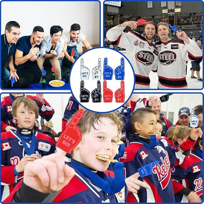 130PCS Hockey Party Favors - Incliding Hockey Keychains, Ice Hockey Gift Bags, Slap Bracelets, Hockey Stickers, Sports Mini Foam Fingers for Boys Fans Sports Hockey Birthday Party Supplies