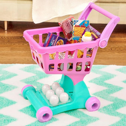 Battat- Play Circle- Shopping Cart & Grocery Set For Kids – Toy Food – Play Kitchen- Pretend Play- 3 years +