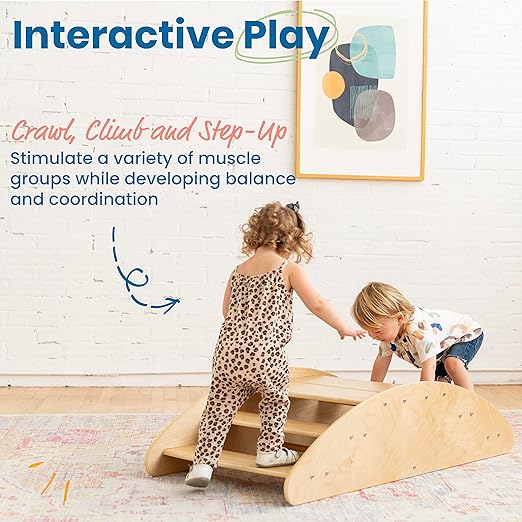 ECR4Kids Rocking Boat and Steps, Play Center, Natural