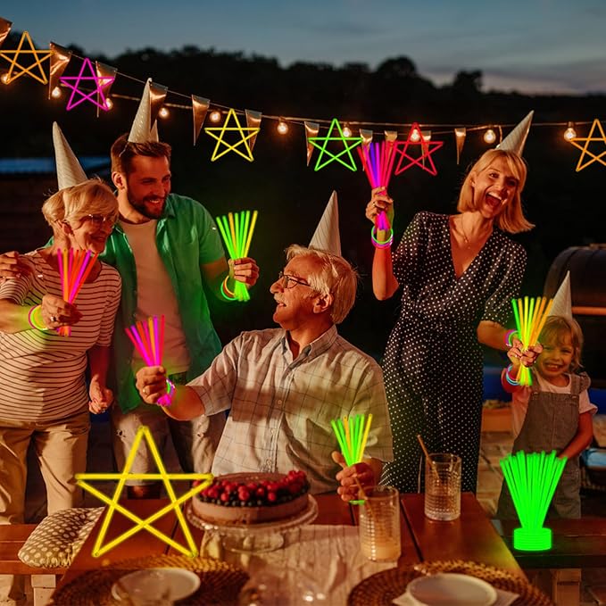 75 Glow Sticks Bracelets and Necklaces, 8'' Glowsticks Bulk Pack Bright Glow in the Dark Party Supplies for Kids (Multicolor)