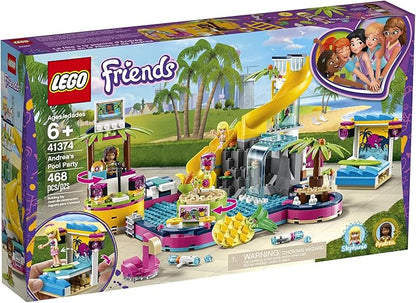 LEGO Friends Andrea's Pool Party 41374 Toy Pool Building Set with Andrea and Stephanie Mini Dolls for Pretend Play, Includes Toy Juice Bar and Wave Machine (468 Pieces)