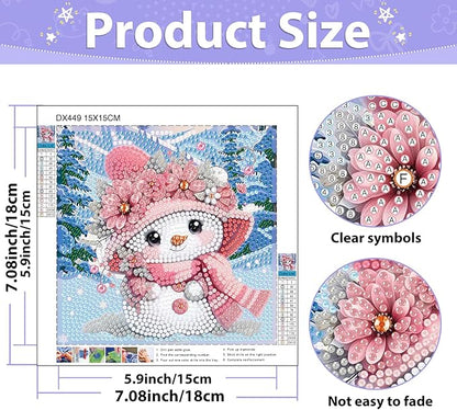 hkejoi Christmas Diamond Painting Kits with Frame- Snowman Diamond Art Kits, Big Gem Diamond Painting Arts and Crafts Painting Kit for Gift Home Wall Decor 7x7inch