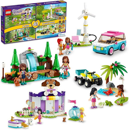 LEGO Friends Friends 66710 4-in-1 Building Toy Gift Set: Doggy Day Care, Turtle Protection Vehicle, Forest Waterfall and Olivia's Electric Car (66710)