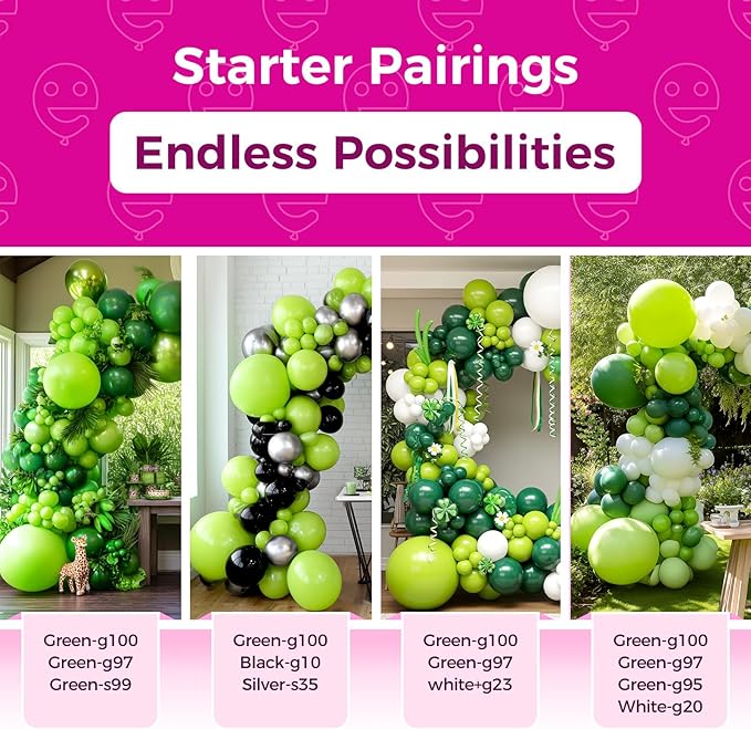 Bezente Lime Green Latex Party Balloons - 100 Pack 12 inch Light Green Balloons Round Helium Fruit Green Balloons for St. Patrick's Day Birthday Dinosaur Jungle Golf Football Theme Party Decoration