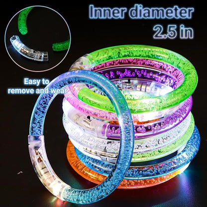 50PCS LED Bracelets,7 Color Glow In The Dark Bracelets,Flashing Light Up Bracelets,Glow Bracelets,Glow In The Dark Party Supplies,Light Up Party Favors for Birthday,Concert,Carnival,Festival