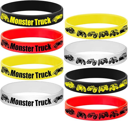 24PCS Monster Truck Rubber Bracelets Silicone Wristbands -Big Car Party Supplies Birthday Racing Baby Shower Party Favors