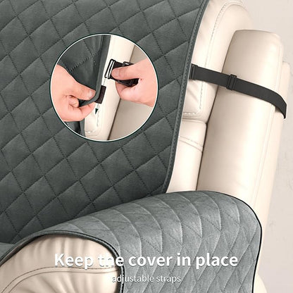 CHUN YI Recliner Chair Cover, Non-Slip Recliner Covers, Washable Lazy Boy Recliner Covers with Pockets, Water Resistant Recliner Slipcover for Pets (Dark Grey, Small Recliner)