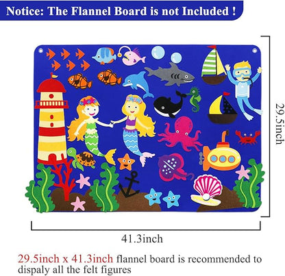 Craftstory Ocean Animals Toys Felt/Flannel Boards Stories Figures Sets for Preschool 40 Pieces Toddlers Under The Sea Kids Interactive Storytelling Teaching Play Kits