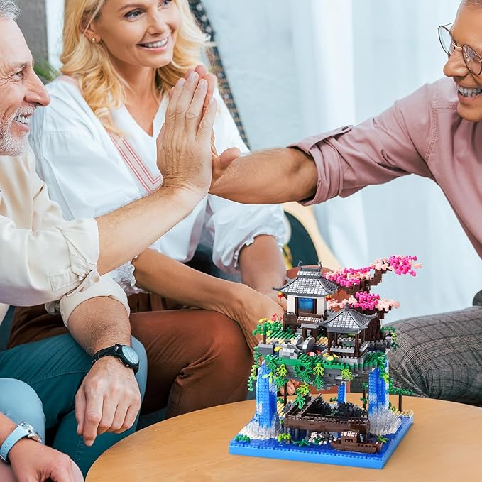 Cherry Blossom Bonsai Tree House Building Block Sets 3320PCS Chinese Architecture of Peach Blossom Micro Mini Building Set Toy Gift for Kids Adults