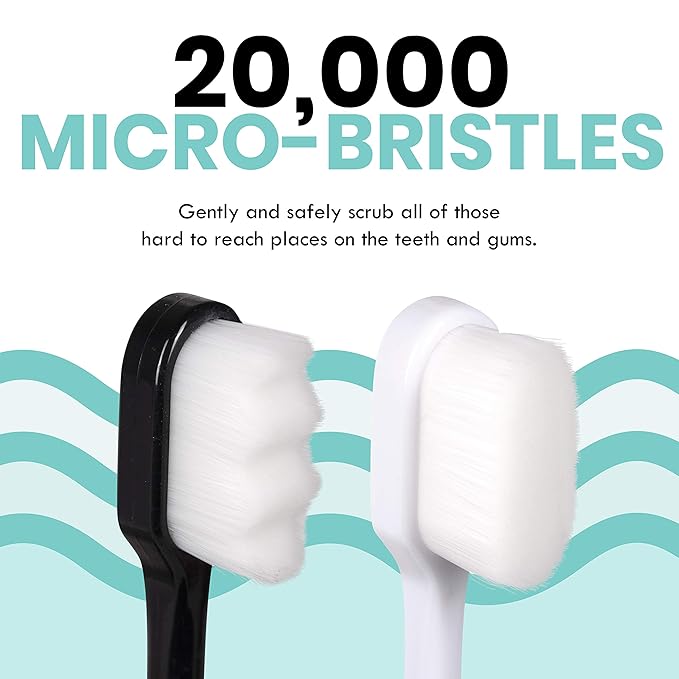 Lingito Extra Soft Toothbrush, 8 Pack, Manual, Nano Bristles, Deep Cleaning for Sensitive Gums, Adults