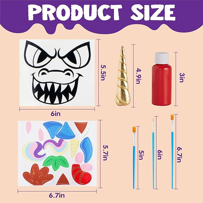 Klever Kits Halloween Pumpkin Decorating Kit, Halloween Party Supplies Arts Crafts, Party Favor for Kids, DIY Pumpkin Painting Kit with 10 Animal Designs, Coloring Craft Games Classroom Activities