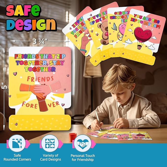 UpBrands Case Pack of 60 Boxes x 30 Valentine's Day Cards with Bi-Color Fidget Zipper Bracelets Per Box – Bulk Valentine’s Gifts for Schools, Charities, and Businesses
