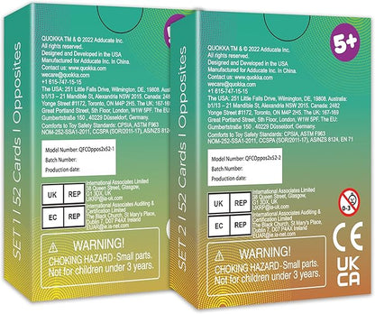 QUOKKA 104 Opposites Vocabulary Flash Cards with Realistic Images for Pre-K and Kindergarten - Perfect for Teachers, Parents, and Speech Development Activities - Vocabulary Builder for Kids Adults