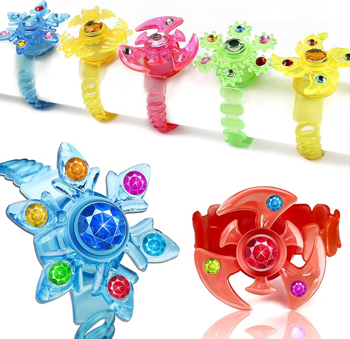 PROLOSO 24 Pack Light Up Party Favors Bulk Led Bracelets for Kids Fidget Spinner Toys Glow in The Dark Birthday Party Supplies Goodie Bags Fillers