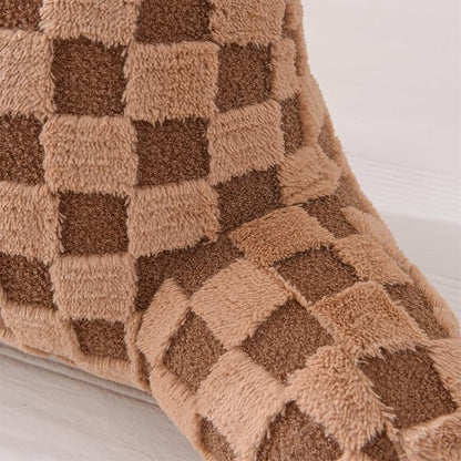 Aimuan Reading Pillow Checkered Bed Rest Wedge Backrest Checkerboard Pillow with Arms Back Support for Sitting Up in Bed Cushion Incline Rest Sleeping Snoring Pillow (Khaki,Large)