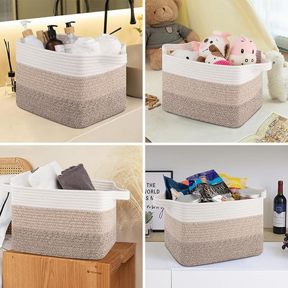 OIASKET Storage Basket for Organizing, Woven Baskets for Storage, Rectangle Decorative Baskets for Shleves, Closet, Toys, Book, Nursery Organizer Bins - Pack of 3 (Gradient Yellow, 15.75"x11.8"x9.85")