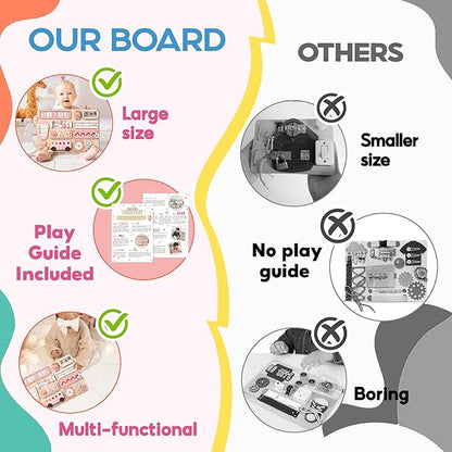 KALOTOYS Large Montessori Busy Board for Baby & Toddlers 1-3 — 17-Inch Wooden Sensory Activity Board — Fine Motor Skills & Early Learning Educational Toy for 1 2 3 Year Old, Travel Friendly & Safe