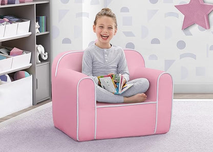 Delta Children Cozee Chair for Kids for Ages 18 Months and Up, Pink/White