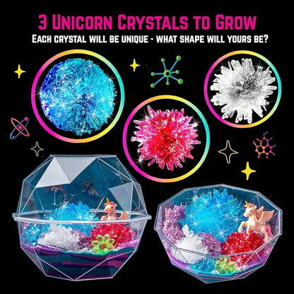 Original Stationery Crystal Growing Kit - Unicorn Terrarium, 6.3 x 5.8 in, Multicolor - STEM Science & Craft Kits for Kids Ages 7-12 - Grow Your Own Crystal Garden with Magic Rocks & Flower Charms