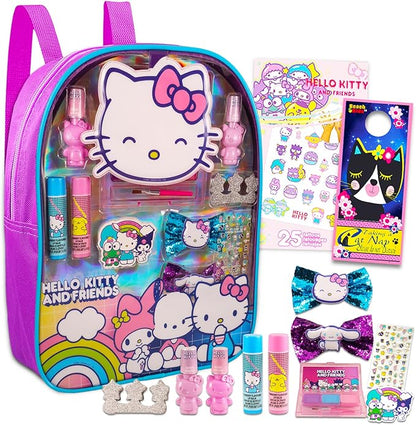 Hello Kitty Cosmetic Set for Girls - Hello Kitty Dress Up Party Supplies Bundle with Hello Kitty Makeup, Shoulder Bag, Tattoos and More | Hello Kitty Pretend Play