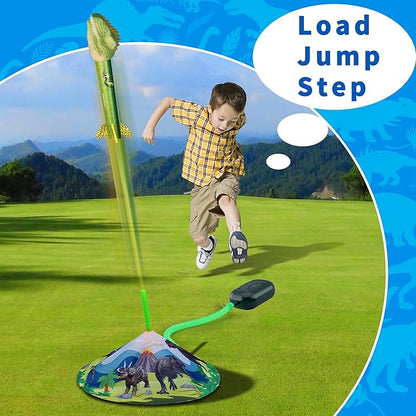Gizzjoy Dinosaur Toy Rocket Launcher for Kids - Launch Up to 100 Ft, 4 Rockets, Outdoor Outside Toys for Kids, Dinosaur Toys, Birthday Gifts for 3 4 5 6 7 8-12 Year Old Boys Girls