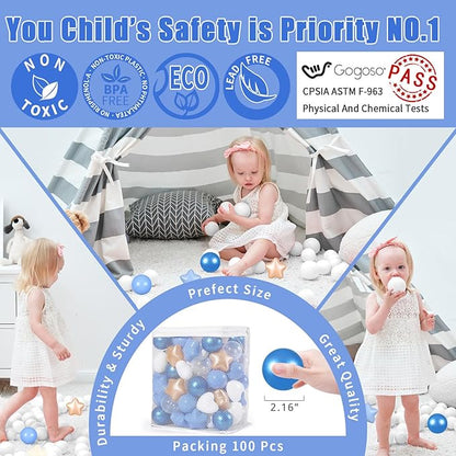 GOGOSO Shape Ball Pits Balls, Star Heart Plastic Play Balls for Toddlers Kids Children, DIY Giant Friendship Bracelet Banner