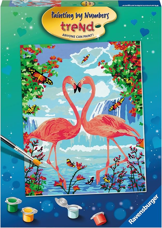 Ravensburger Flamingo Love Paint by Numbers Kit for Children - Painting Arts and Crafts for Kids Age 12 Years Up