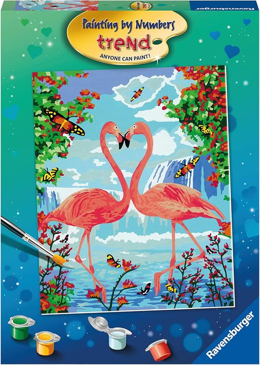 Ravensburger Flamingo Love Paint by Numbers Kit for Children - Painting Arts and Crafts for Kids Age 12 Years Up