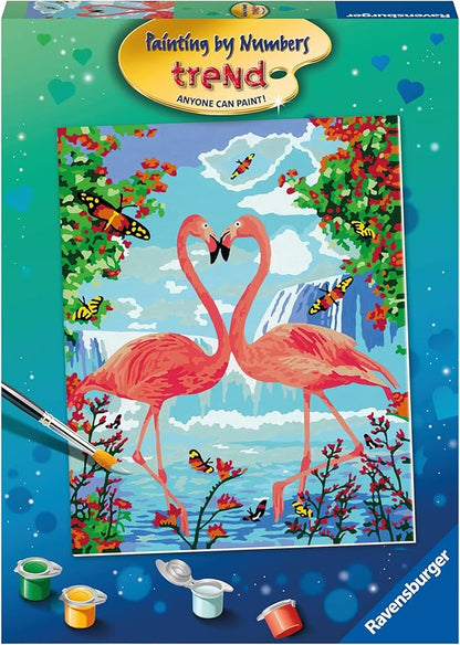 Ravensburger Flamingo Love Paint by Numbers Kit for Children - Painting Arts and Crafts for Kids Age 12 Years Up